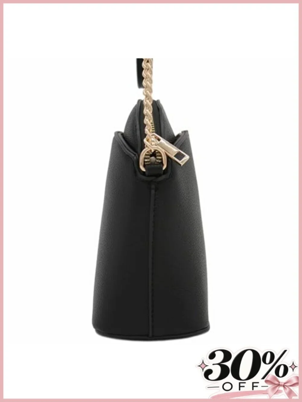 Faux Leather Small Dome Crossbody Bag with Chain Strap Adjustable